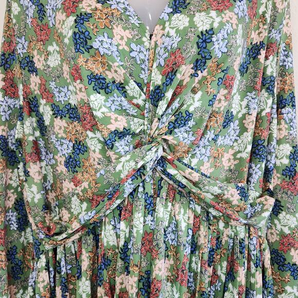 Eloquii Elements Knot Front Pleated Skirt Shift Dress Boho Multi Size 18/20 - Picture 3 of 7